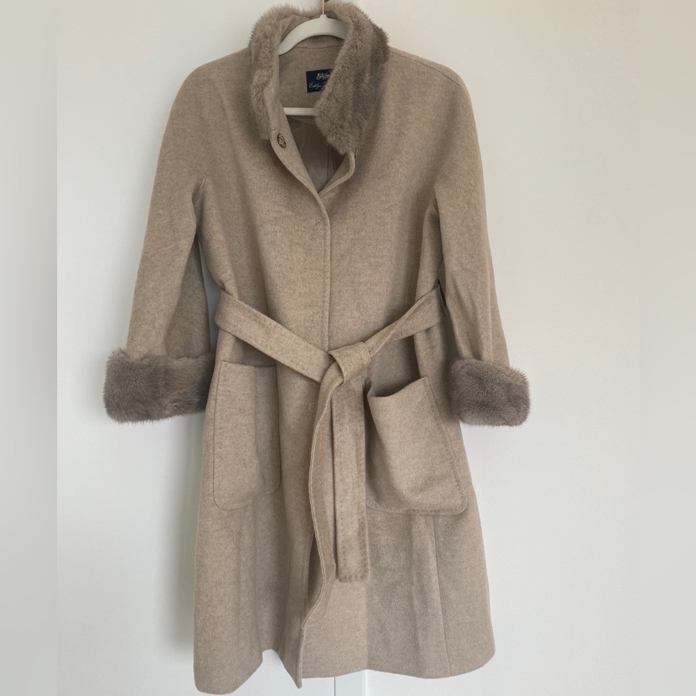 Italian Brand Eddy Monetti Fur Trim Coat